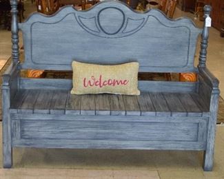 Painted Gray Bed Bench