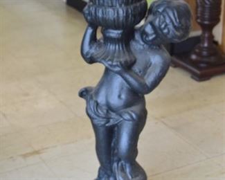 Cast Iron Urn w/Cherub