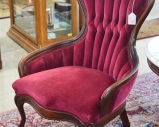 Red Victorian Chair w/Carved Roses