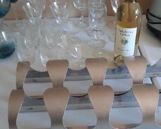 Wine bottle holders and glasses