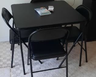 Black card table and chairs