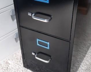 Two drawer locking metal cabinet