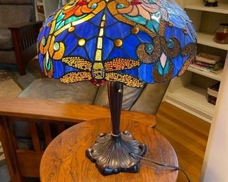 Tiffany Style Stain Glass Dragon Fly Table Lamp