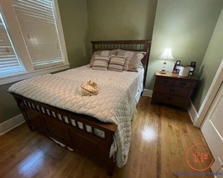 Mission Style Queen Size Bed and Nightstand