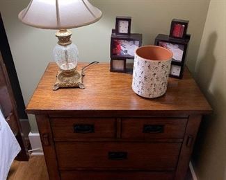 Mission Style Queen Size Bed and Nightstand