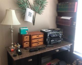 office desk dreaming of tropical vacation