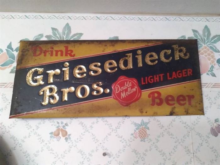 Vintage Griesedieck Bros Double Mellow Light Lager Beer Sign