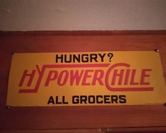 Vintage Embossed Hypower Chile Tin Sign