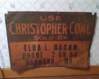 Vintage Christopher Coal Metal Sign