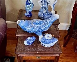 Blue and White Decor - Stackable Tables 