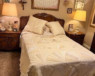 Drexel Queen Size headboard with a full mattress. Has matching nightstands!!