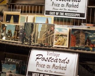 A HUGE collection of vintage ready-to-frame postcards - 1900s-1990s. Approximately 50% not-postmarked. Most postmarked ones have original stamps intact. Thousands of linens and pre-linens. Most sold in sets broken down by theme or featured location - Atlanta, Georgia, Florida, New York, Trains, Airplanes, etc. 