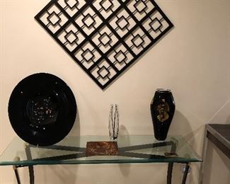 Glass top console table