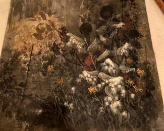 Robert Laessig painting on silk, with some damage