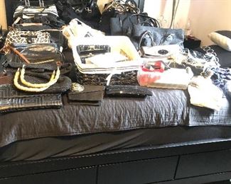 Queen size sleep number bed with pair of nightstands