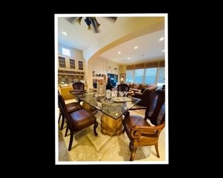 Glass top dining table