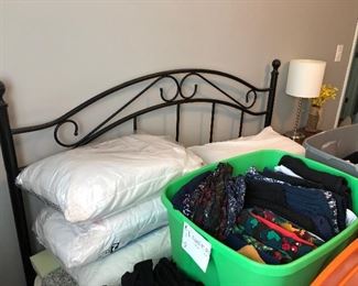 Metal Bed (Queen) and bedding