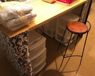 Bar Height Table, Bar Stools, plastic drawer units