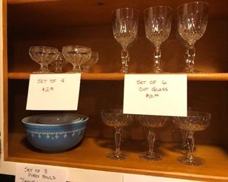 Pyrex Mixing Bowl Set, Crystal Stemware