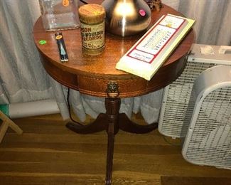 Round Side Table with Lion Pull