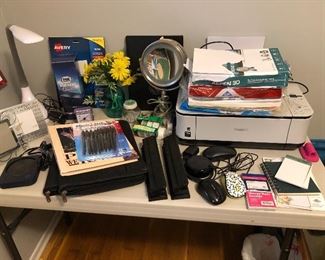 Office items - files, printer, lamp, etc
