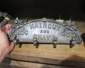 "Haircut and Shave" Wall plaque w/ hooks