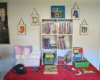 Children's play room vhs tapes and decor 