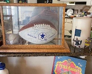 1988-89 Roster Signed Dallas Cowboys Football in Display Case, 1942 Peter Rabbit the Magician Book