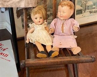 Vintage Children’s Folding Chair, Antique Dolls