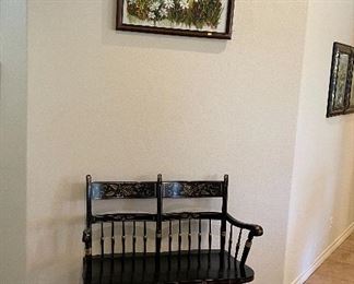 Vintage Hitchcock Style Deacon Bench, Retro Artwork 