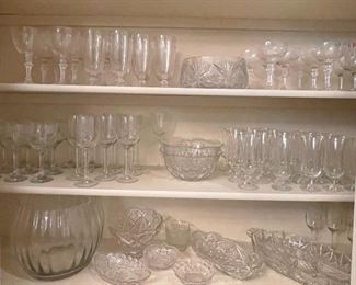 Crystal Wheat Stemware, Cut Crystal Bowl 