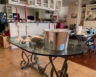 Wrought Iron/Glass Top Dining Table