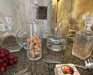 Crystal Decanters, Pewter Liquor ID Tags