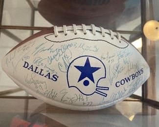 1988-89 Roster Signed Dallas Cowboys Football in Display Case