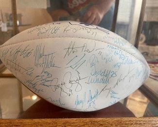 1988-89 Roster Signed Dallas Cowboys Football in Display Case