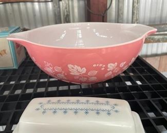 Pyrex snowflake butter dish 