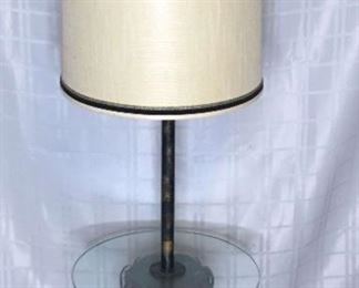 MidCentury Amber Glass Wrought IronStyle Table Lamp
