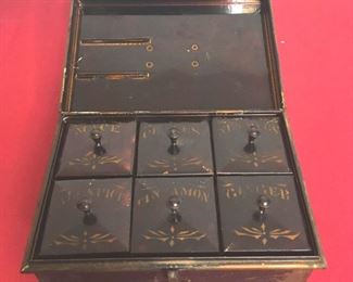 Vintage antique Kreamer Metal Spice Caddy with Containers