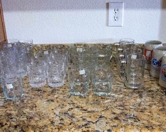 Glass cups and shot glasses