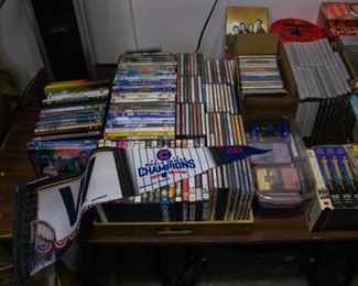 Various CDs, DVDs, and VHS