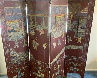 Vintage Hand Painted WOOD, Double Sided Chinese Room Divider 