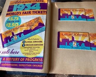 Vintage Original Programs/Tickets Century of Progress inside the scrap books