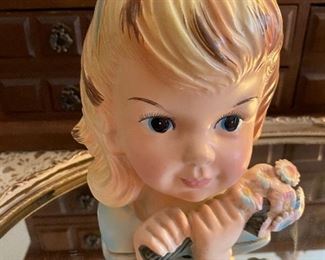 Vintage Enesco Little Girls Head Vase/Planter
