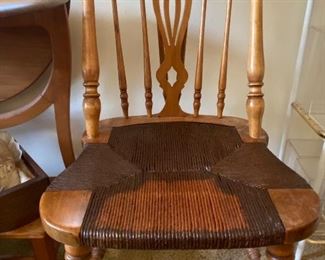 Antique Fretwork Side Chair with Rush Seat