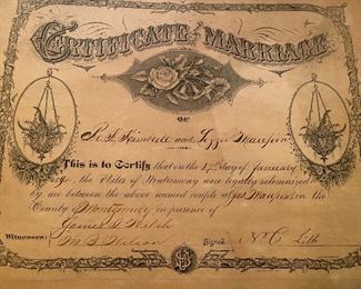 Antique 1894 Marriage Certificate