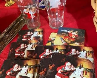 Coca Cola Coasters. Coca Cola Xmas Glasses