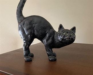 Vintage Cast Iron Black Kitty Door Stop