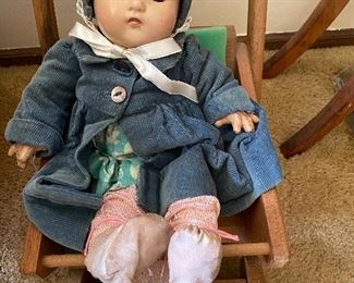 Vintage Composition Doll , Stroller
