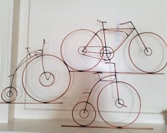 Copper bike wall hanging