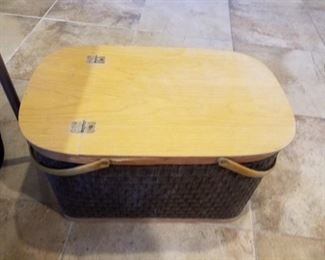 Picnic basket with picnic things inside